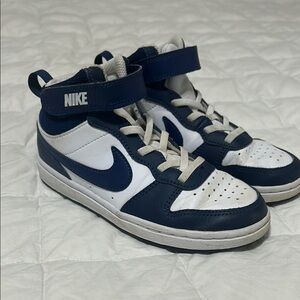 Nike Blue and White High-Top Sneakers with Ankle Strap